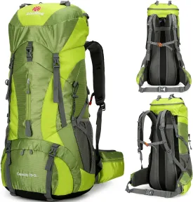 75L Hiking Backpack for Men Women Daypack Backpack Outdoor Waterproof Camping Backpack with Rain Cover (Green)