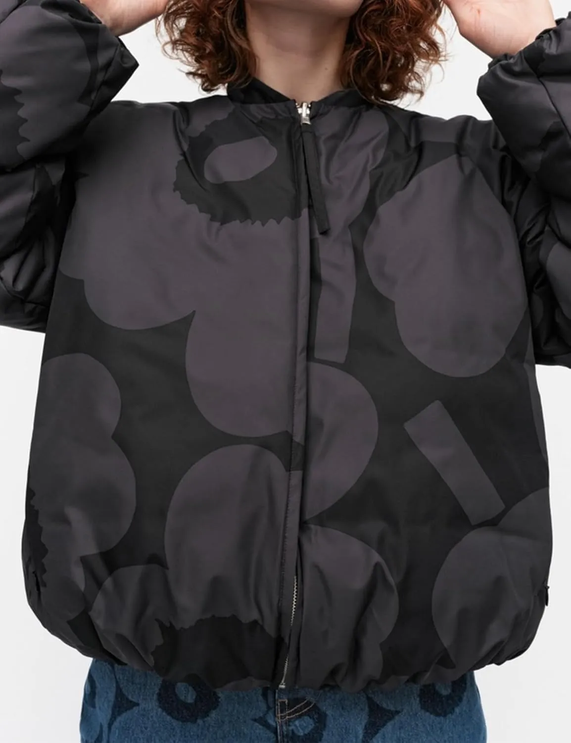Arssm Women Cropped Puffer Jackets Floral Print Winter Quilted Coats Lightweight Pattern Puffy Padded Outerwear Coats