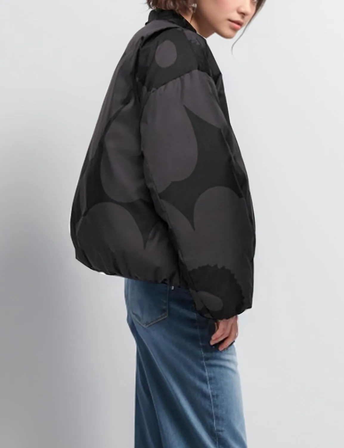 Arssm Women Cropped Puffer Jackets Floral Print Winter Quilted Coats Lightweight Pattern Puffy Padded Outerwear Coats