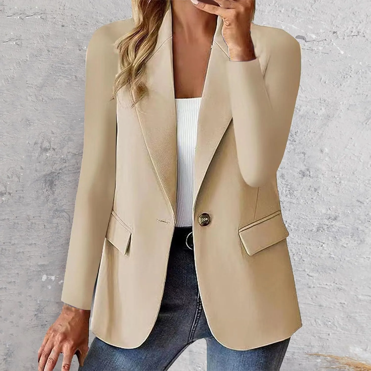 Blazers for Women 2025 Summer Lightweight Business Casual Open Front Long Sleeve Suit Jackets Slim Fit Jackets