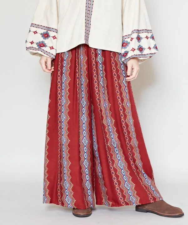 Bohemian Style Wide Leg Trousers