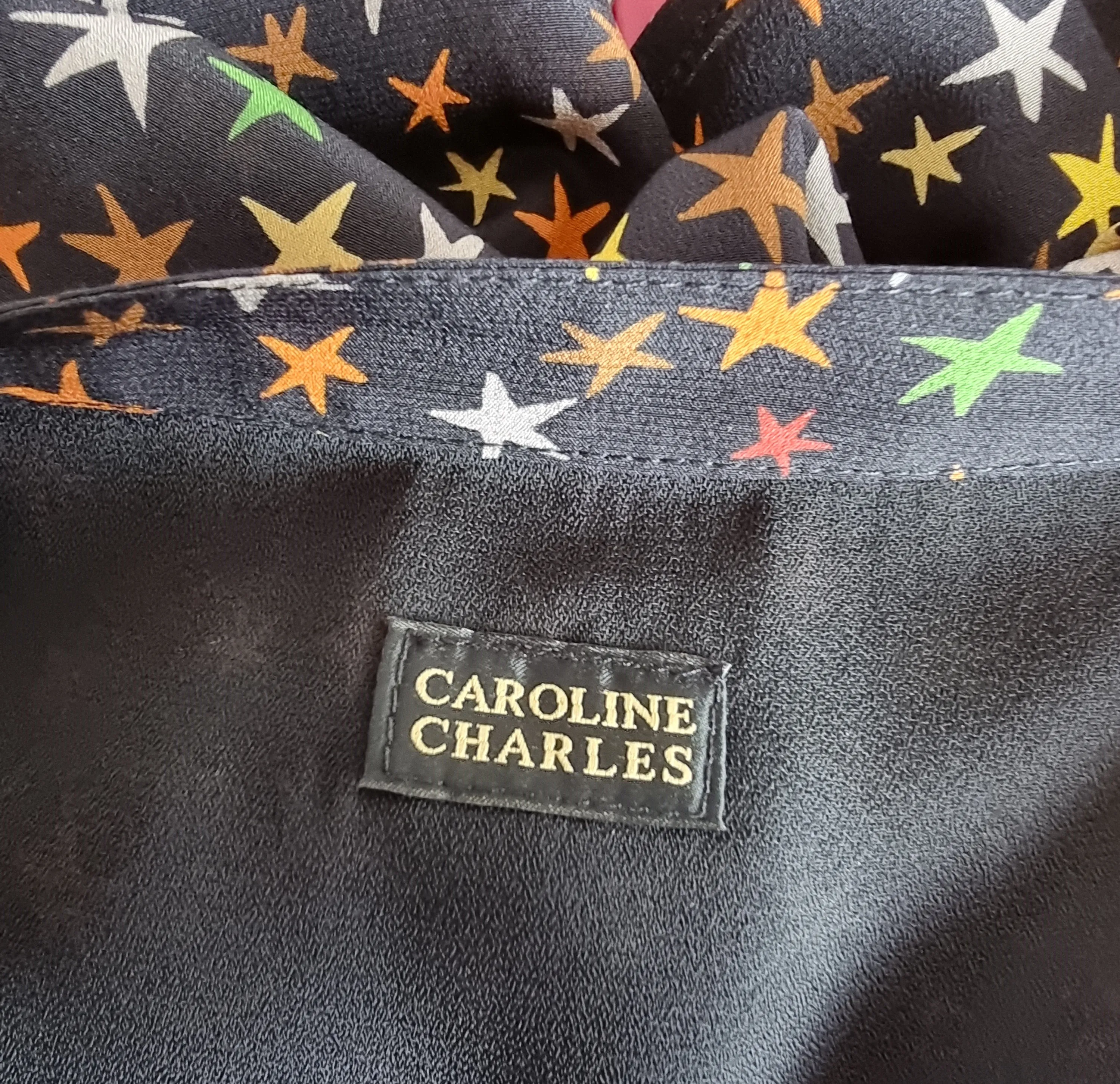 Caroline Charles London Vintage Black Silk Skirt & Top UK 16/18 US 12/14 EU 44/46