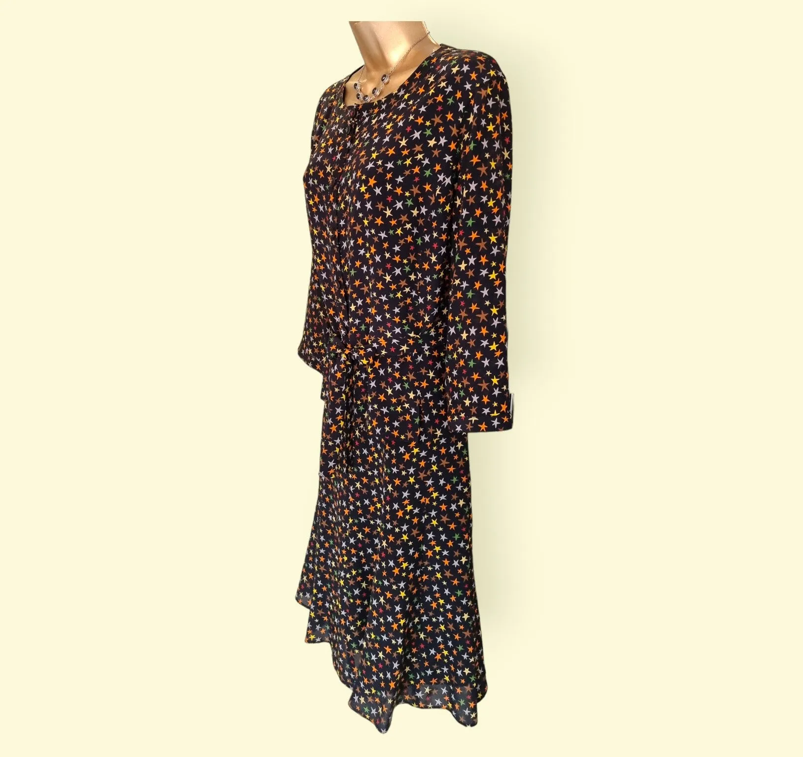 Caroline Charles London Vintage Black Silk Skirt & Top UK 16/18 US 12/14 EU 44/46