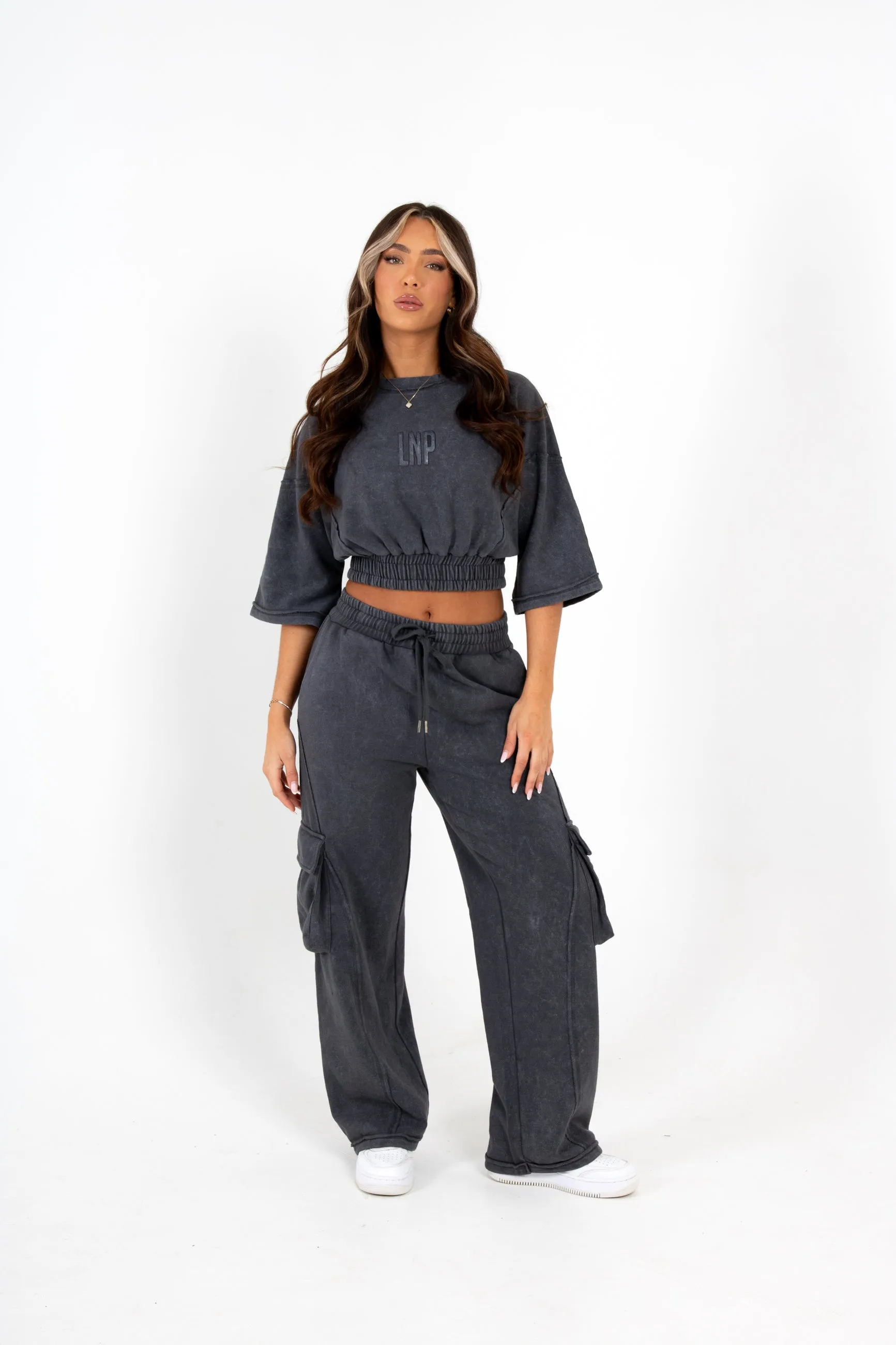 Charcoal LNP Essential Baggy Cargo Jogger