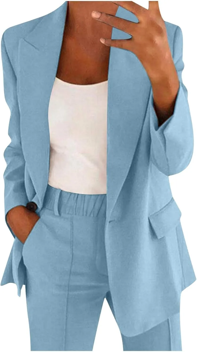 ChicCrate Blazer Sets Women 2 Piece Outfits Dressy Pant Suits Business Casual Outfits Loose Pants Work Clothing