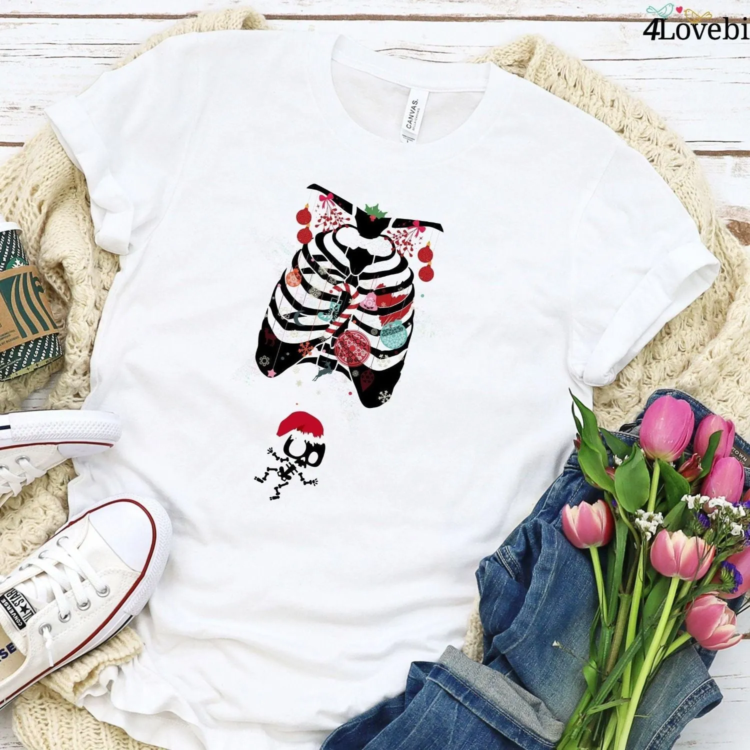 Christmas Maternity & Couple Skeleton Matching Set, Xmas Pregnancy Announcement Outfits