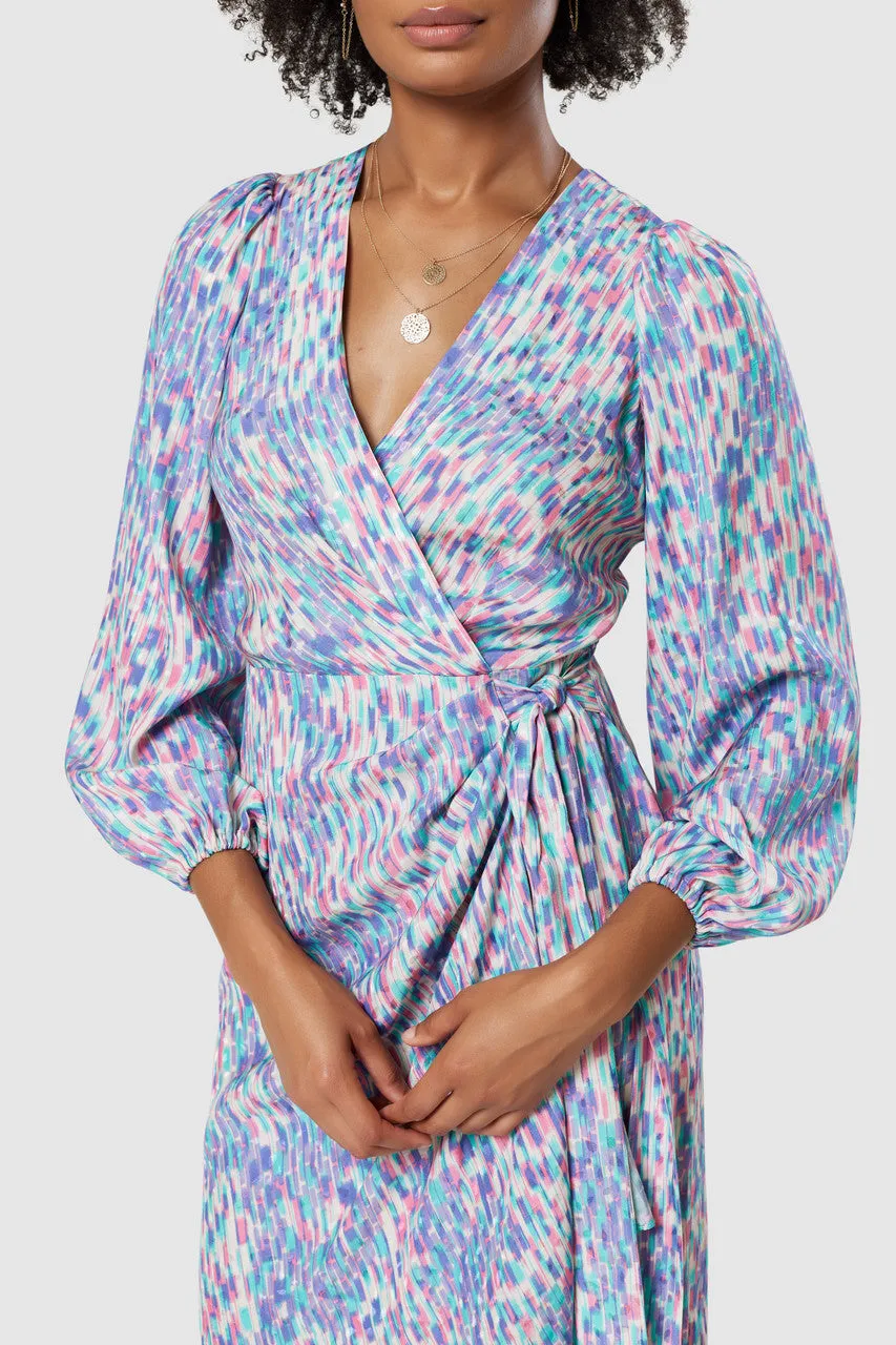 CLOSET LONDON LILAC PURPLE PRINT WRAP MINI DRESS