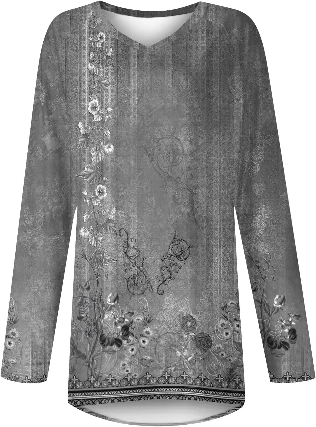 COTECRAM Women Long Sleeve Shirts V Neck Long Loose Fit Tunic Tops Casual Spring Fashion Outfits Trendy Clothes 2025