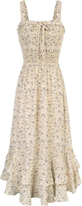 GRACE KARIN Women's 2025 Summer Floral Boho Dress Square Neck Strapped Swing A Line Sundress Beach Long Maxi Outfits