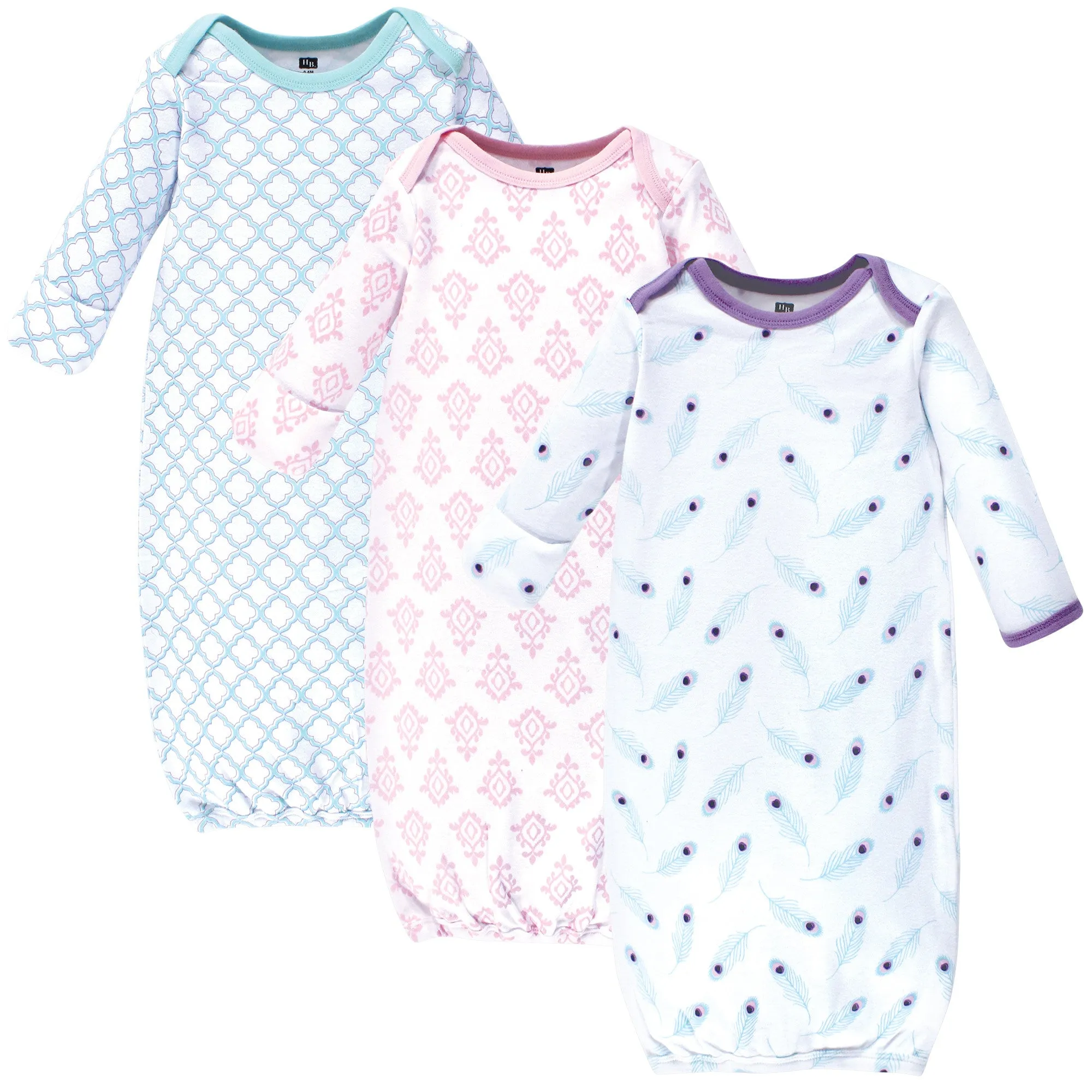 Hudson Baby Cotton Gowns, Peacock Feathers