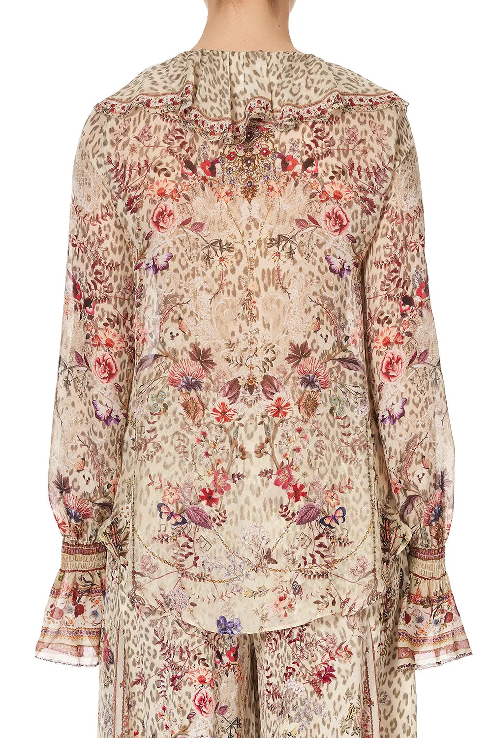 LACE UP RUFFLE BLOUSE DRIFTING DREAMER