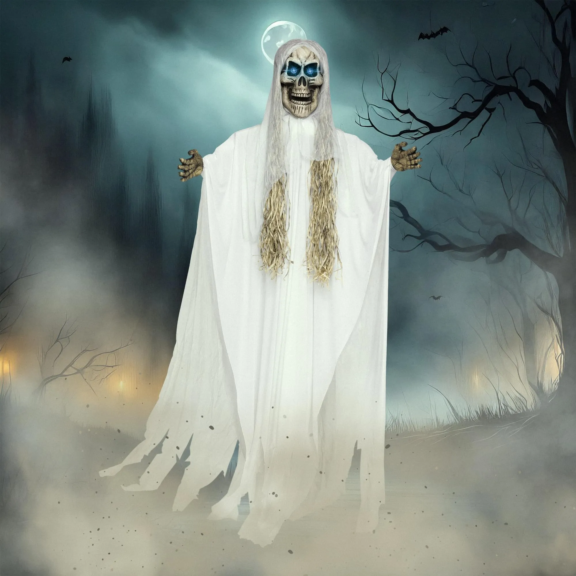 Light-Up 10ft Hanging Skull Reaper Yard Décor