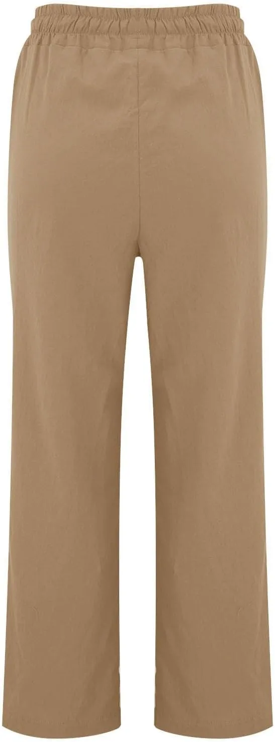 Linen Pants Women Plus Size Business Dress Pants Summer Tie Knot Wide Leg Pant High Waisted Palazzo Pant