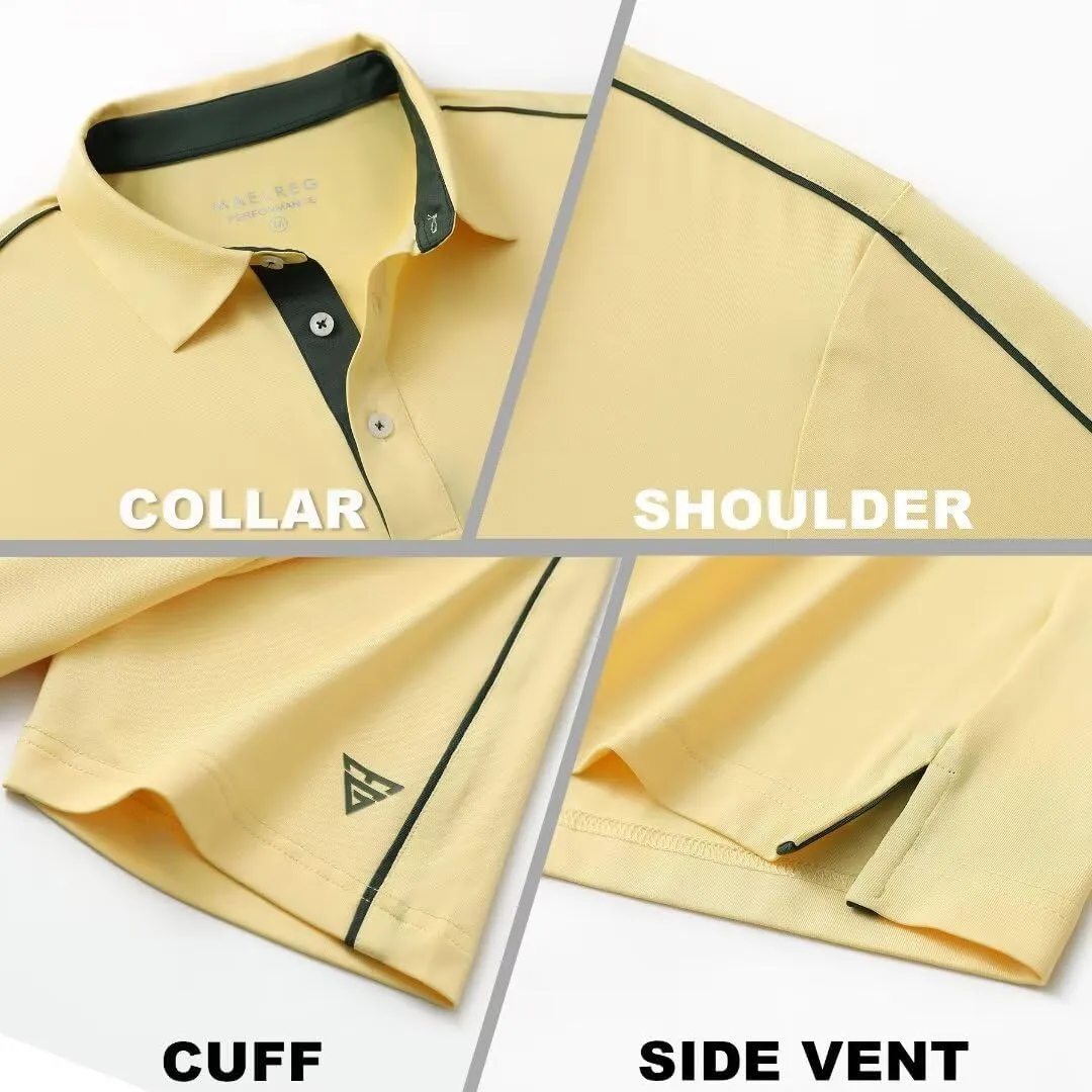 M MAELREG Golf Polo Shirts for Men Short Sleeve Dry Fit Solid Moisture Wicking Casual Performance Collared Mens Polo Shirts