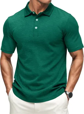 MAGCOMSEN Men's Short-Sleeve Polo,Golf Shirts for Men 3-Button Moisture Wicking,Athletic Outdoor Collared T-Shirt