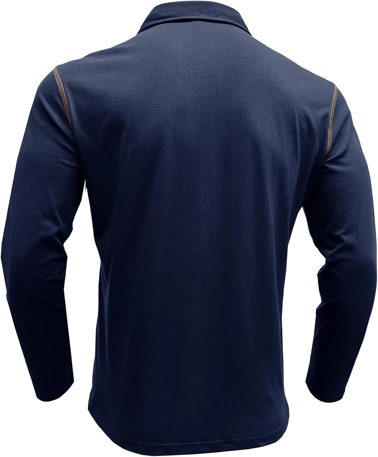 Men's Long Sleeve Polo Shirts, Casual Business Cotton Blend Thermal Button Down Golf Shirt with Pocket