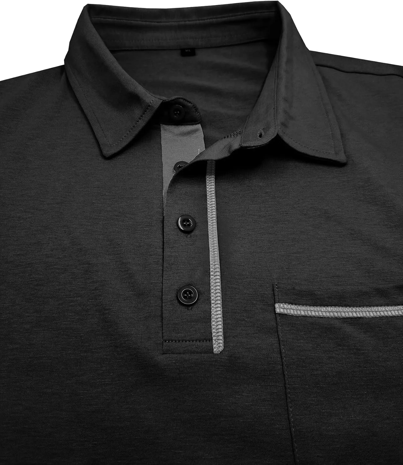 Men's Long Sleeve Polo Shirts, Casual Business Cotton Blend Thermal Button Down Golf Shirt with Pocket