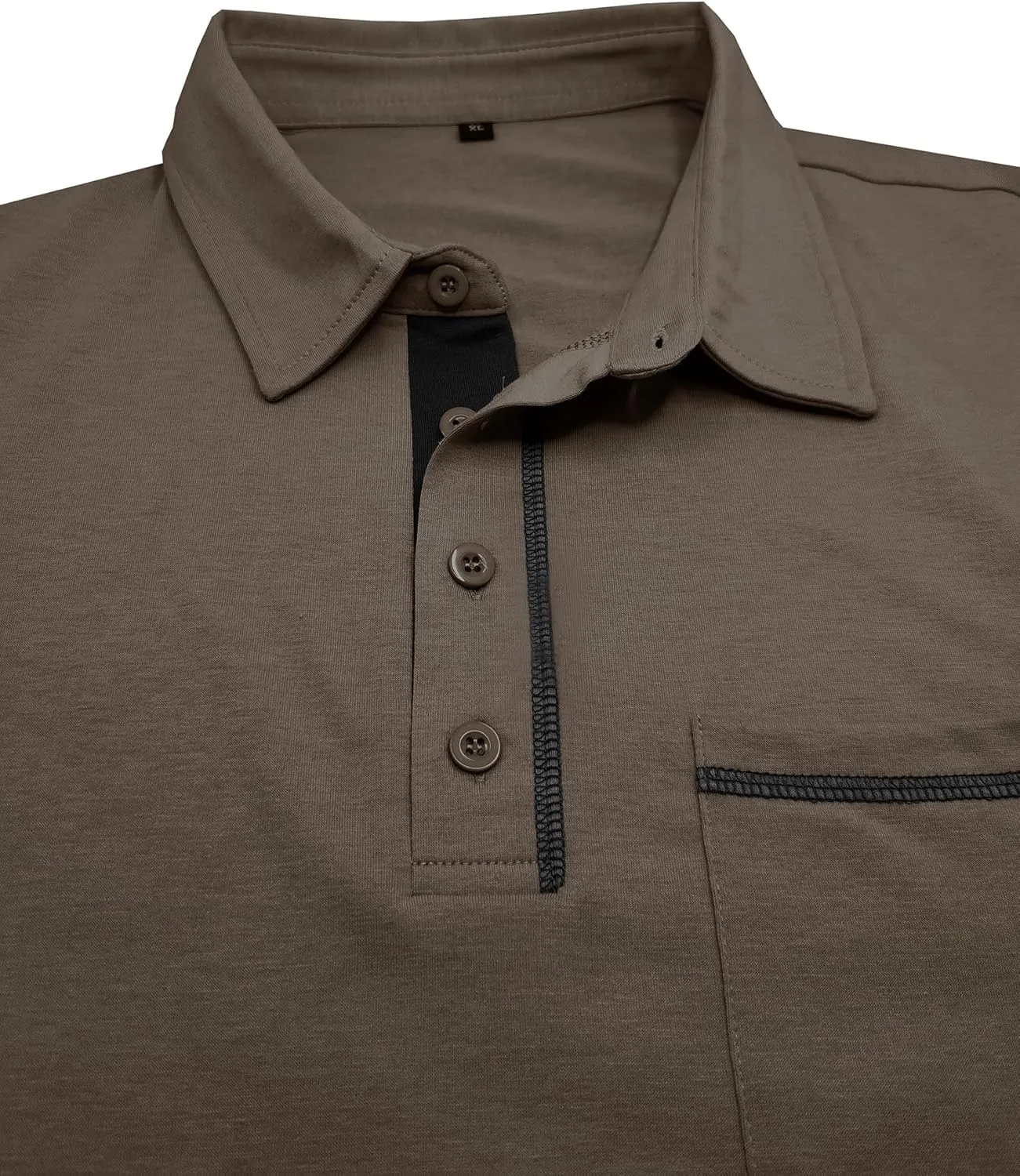 Men's Long Sleeve Polo Shirts, Casual Business Cotton Blend Thermal Button Down Golf Shirt with Pocket