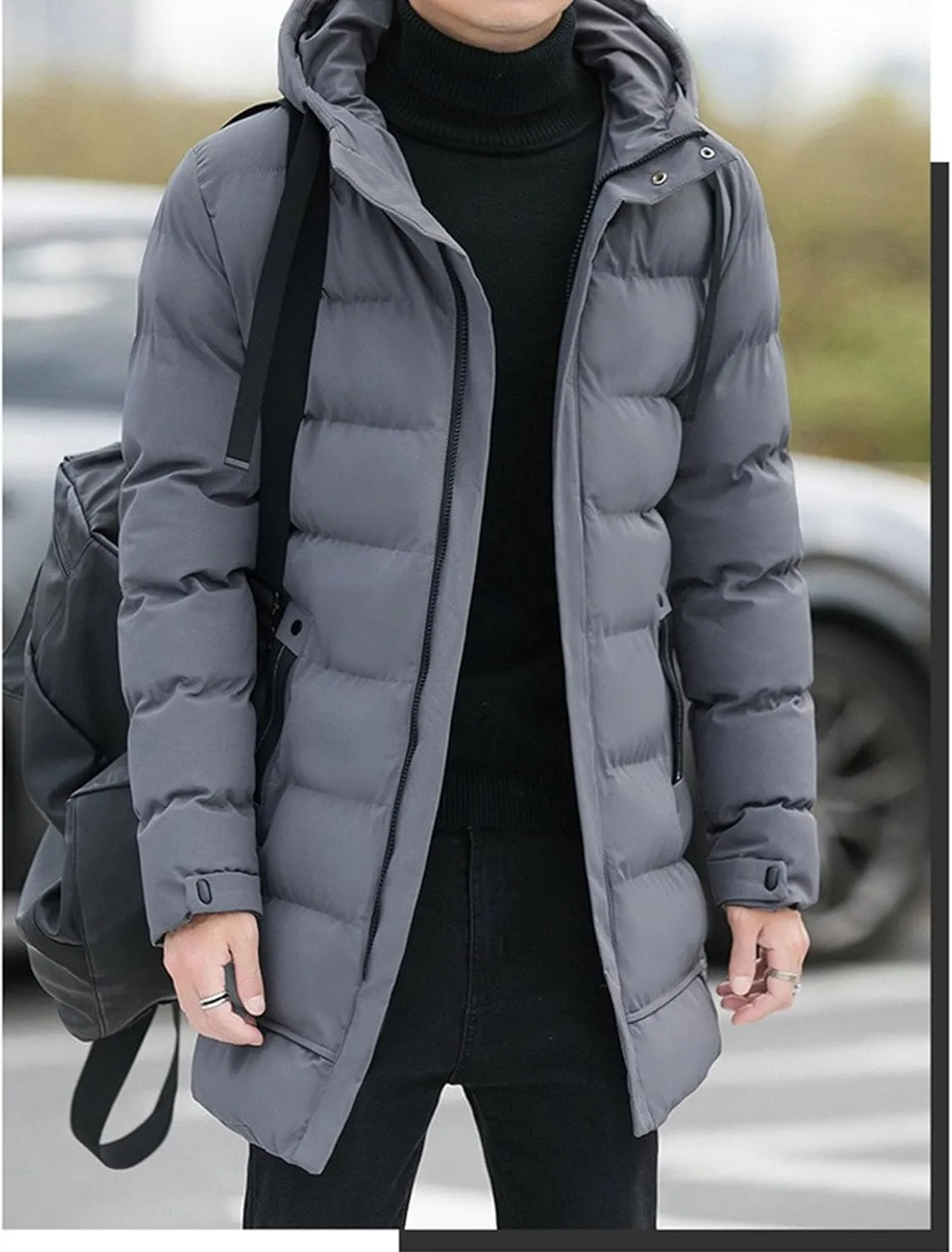 Mens Long Winter Padded Parka Jackets Warm Windproof Down Coats Thickened Quilted Puffer Jacket Winter Outerwear