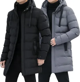 Mens Long Winter Padded Parka Jackets Warm Windproof Down Coats Thickened Quilted Puffer Jacket Winter Outerwear
