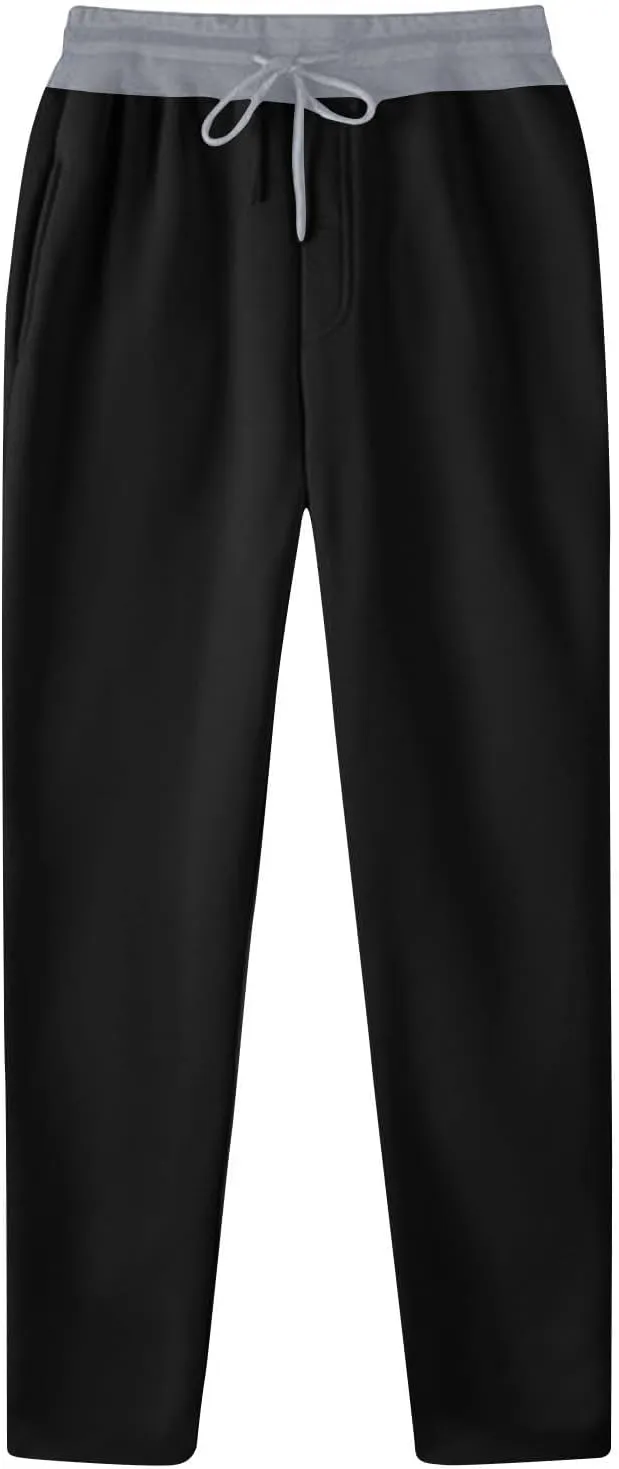 Mens Sweatpants Drawstring Waist Straight Wide Leg Baggy Pants Workout Athletic Sweatpants with Pocket