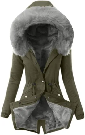 OIOLOYJM Winter Fashion Coats Womens Warm Hooded Jacket Thick Padded Loose Fleece Outerwear Oversized Faux Fur Hooded Coats