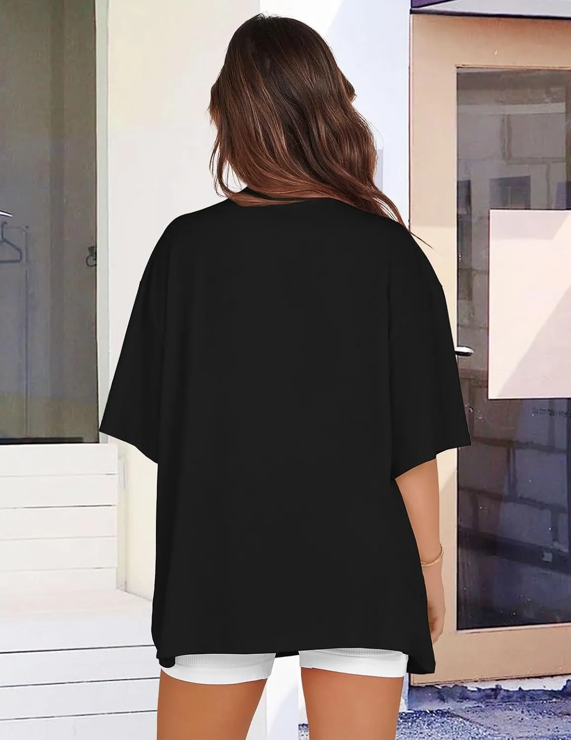 Oversized Tshirts for Women V Neck Short Sleeve Summer Casual Basic Loose Tops