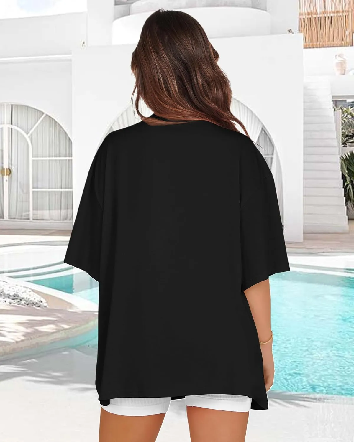 Oversized Tshirts for Women V Neck Short Sleeve Summer Casual Basic Loose Tops
