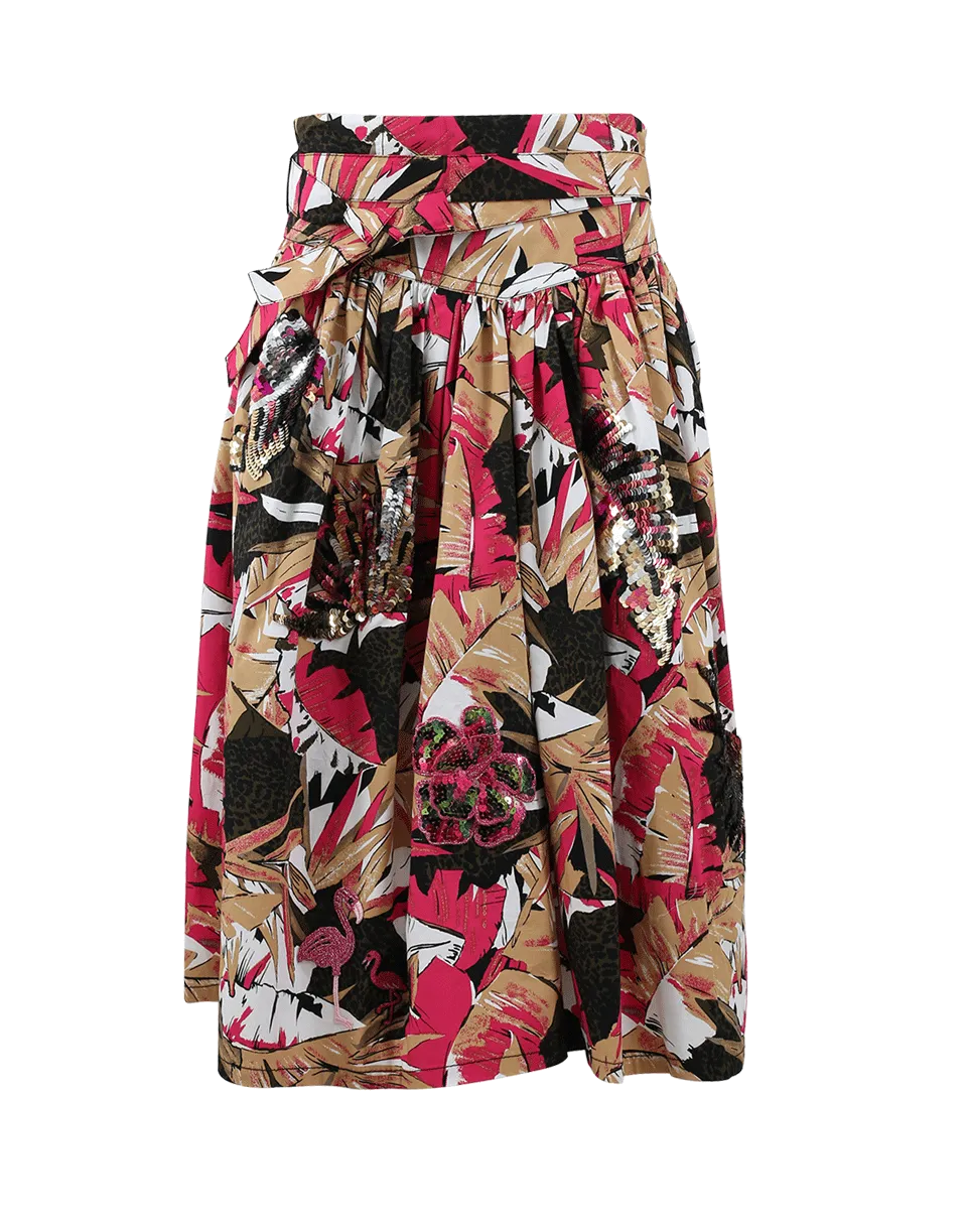 Palm Belted Full Skirt