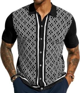 PJ PAUL JONES Men's Polo Shirts 70s Vintage Shirts Contrast Knitted Polo Shirts