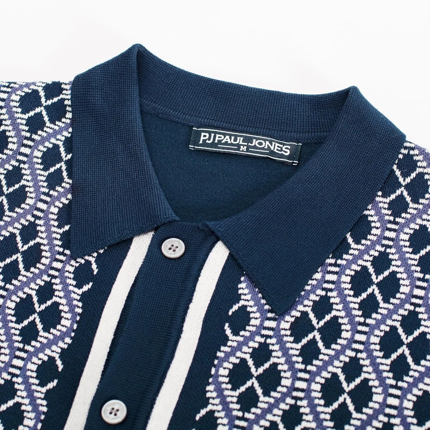 PJ PAUL JONES Men's Polo Shirts 70s Vintage Shirts Contrast Knitted Polo Shirts