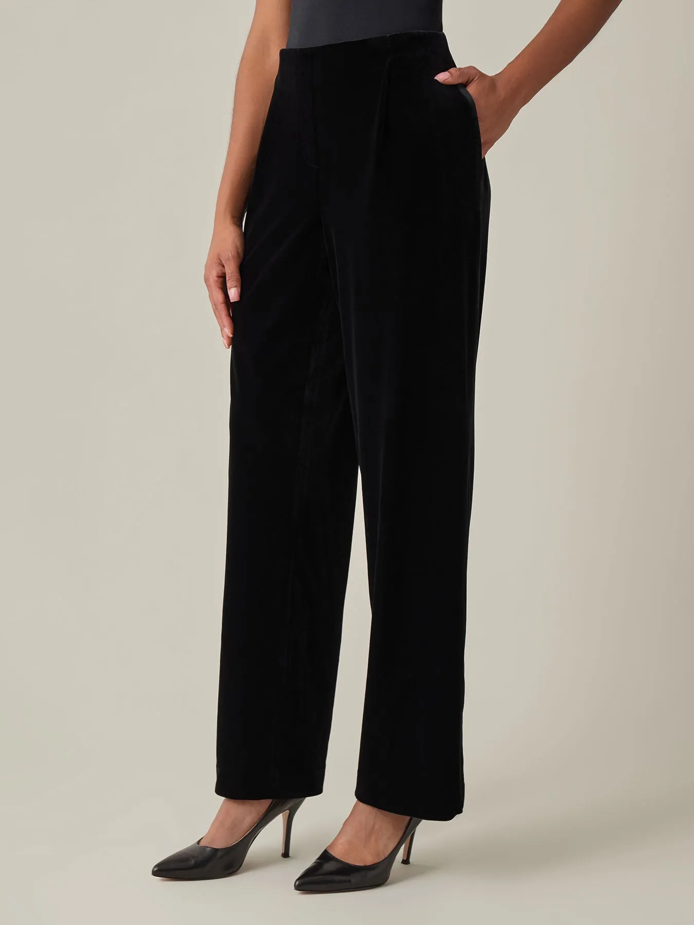 Plus Pull-On Wide Leg Pant, Velvet