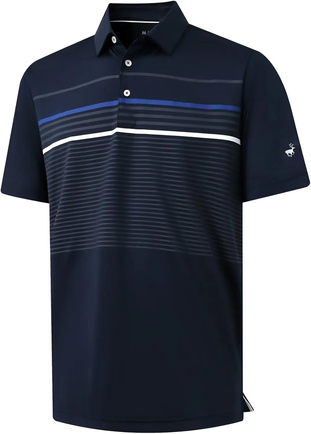 Rouen Mens Polo Shirts Short Sleeve Dry Fit Lightweight Performance Casual Athletic Striped Print Golf Shirts for Men