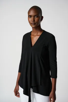 Silky Knit Asymmetric Tunic, Black
