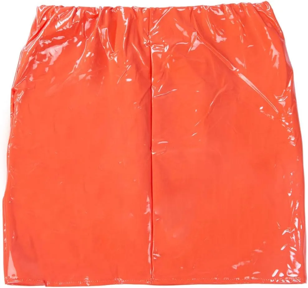 Springcmy Women Neon Leather Bodycon Mini Skirt Skirts Sexy Shiny Liquid Metallic Wet Look Latex Skirt