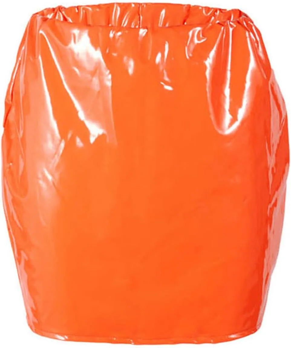 Springcmy Women Neon Leather Bodycon Mini Skirt Skirts Sexy Shiny Liquid Metallic Wet Look Latex Skirt