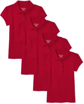 The Children's Place Girls Short Sleeve Ruffle Pique Polo Multipack