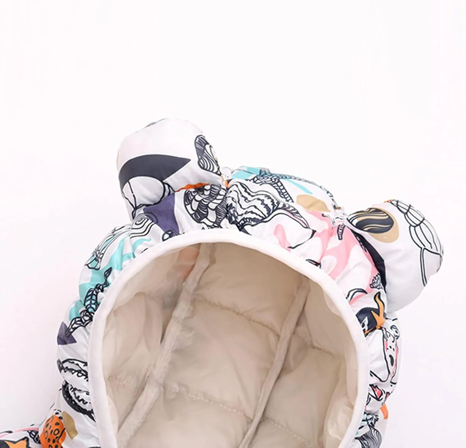 Toddler Baby Boys Girls Hooded Puffer Vest Cute Animals Print Lightweight Sleeveless Bear Ears Zipper Up Waistcoat