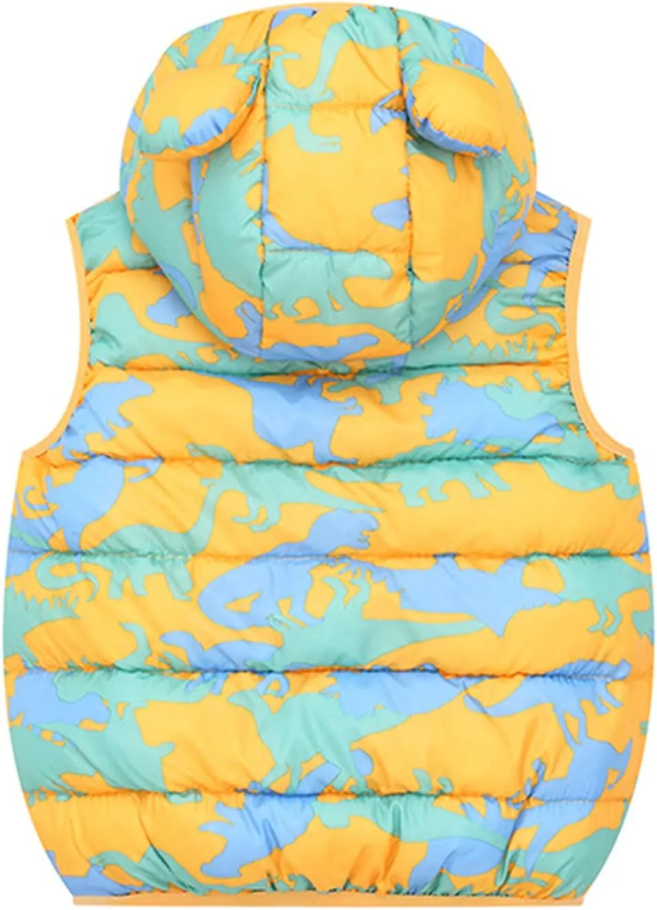 Toddler Baby Boys Girls Hooded Puffer Vest Cute Animals Print Lightweight Sleeveless Bear Ears Zipper Up Waistcoat