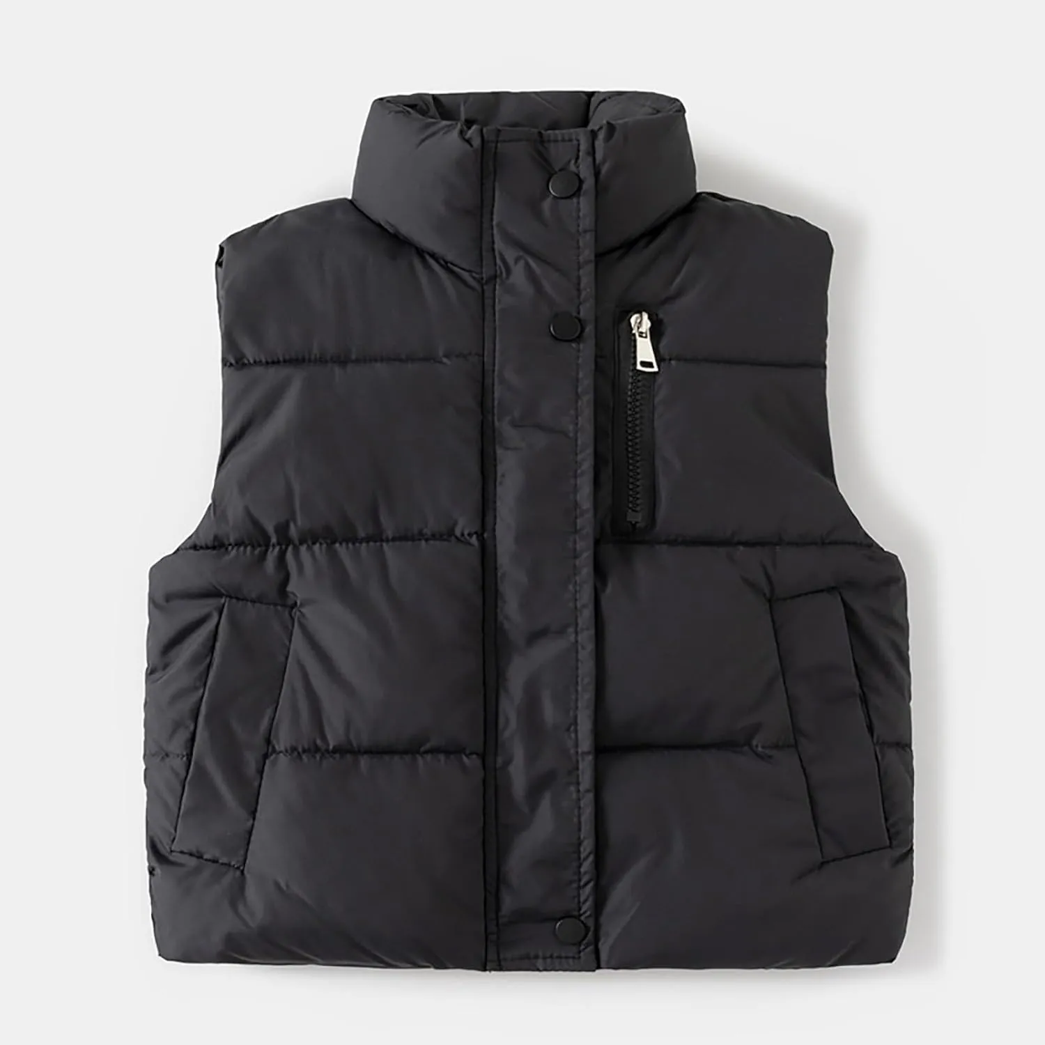 Toddler Boys Girls Quilted Bubble Puffer Vest Winter Coat Sleeveless Down Coat Standing Collar Baby Padded Waistcoat