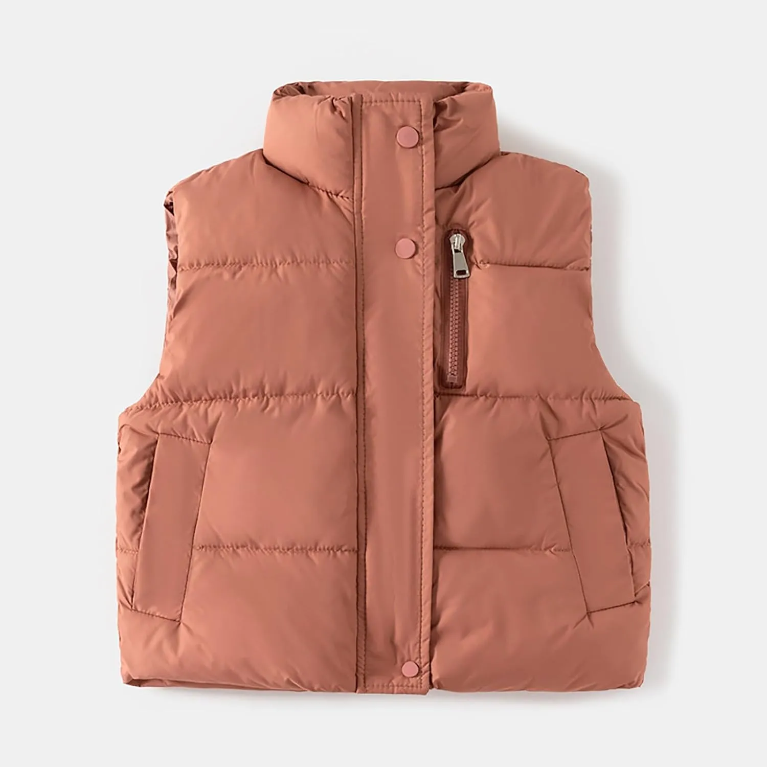 Toddler Boys Girls Quilted Bubble Puffer Vest Winter Coat Sleeveless Down Coat Standing Collar Baby Padded Waistcoat