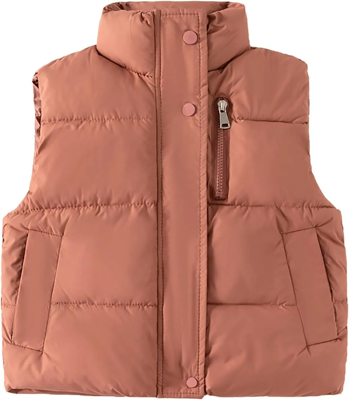 Toddler Boys Girls Quilted Bubble Puffer Vest Winter Coat Sleeveless Down Coat Standing Collar Baby Padded Waistcoat