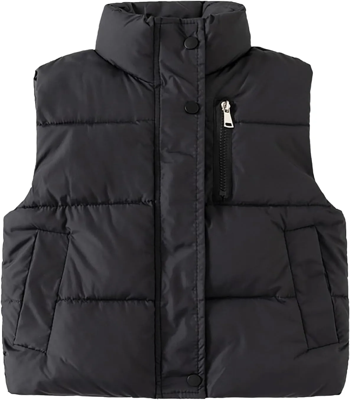 Toddler Boys Girls Quilted Bubble Puffer Vest Winter Coat Sleeveless Down Coat Standing Collar Baby Padded Waistcoat