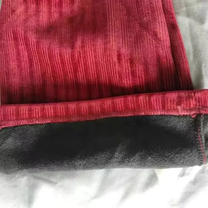 Velvet Stripe Pattern Wide Leg Pants