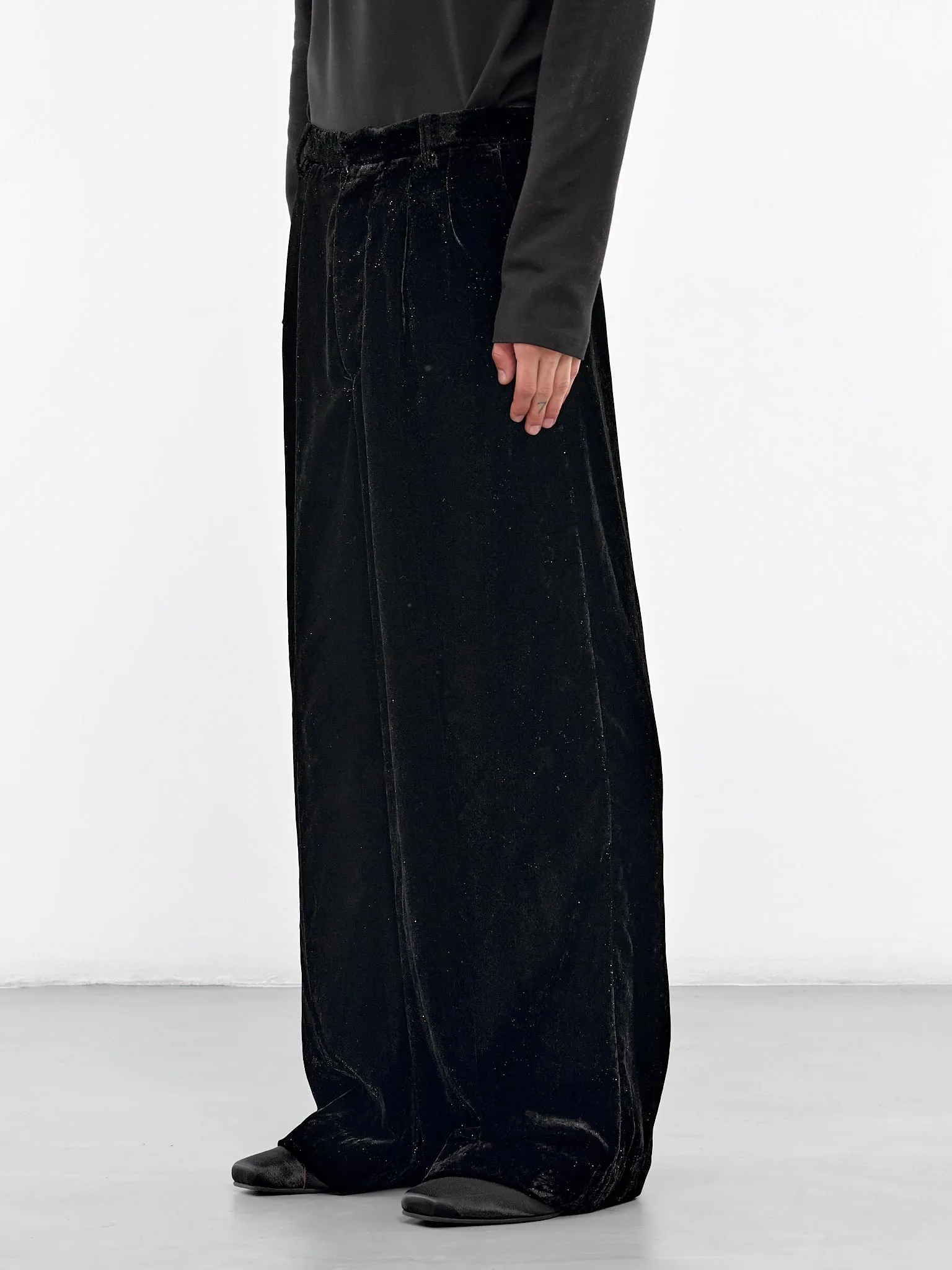 Wide Leg Velvet Trousers (PT2024-BLACK)