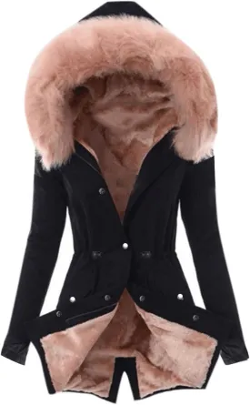 Winter Coats for Women 2024 Trendy Thicken Fleece Lined Parkas Anoraks Warm Cotton Jacket Coats with Faux Fur Hood