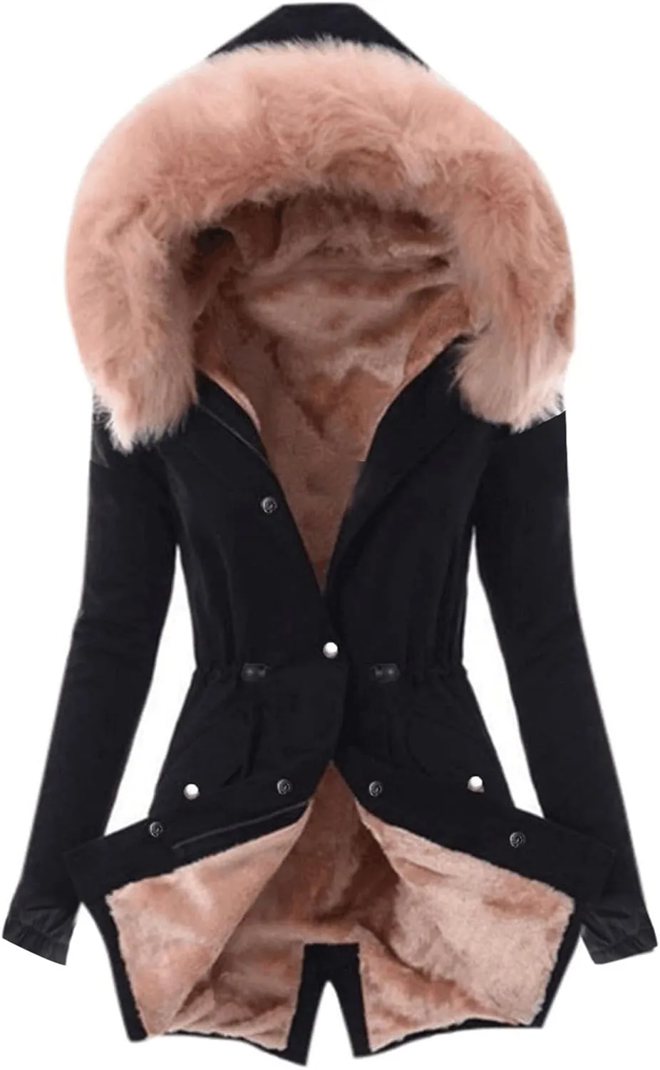 Winter Coats for Women 2024 Trendy Thicken Fleece Lined Parkas Anoraks Warm Cotton Jacket Coats with Faux Fur Hood