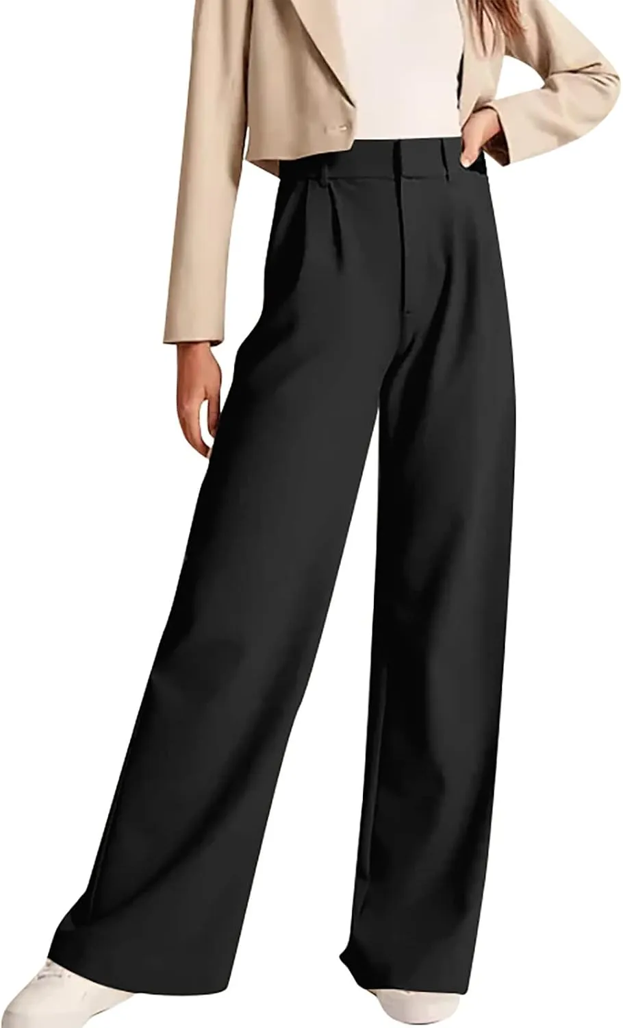 Women Wide Leg Trousers Effortless Tailored Wide Leg Pants Summer High Waist Casual Dress Pants Flowy Palazzo Pants