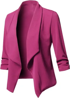 Womens Business Casual Blazer Shawl Collar Suit Jackets Open Front Long Sleeve Blazers Slim Fit Outwear Summer Coat
