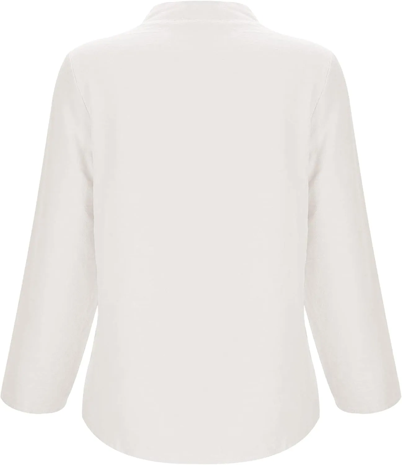 Womens Embroidery Linen Shirts Long Sleeve Mandarin Collar Casual Frog Button Chinese Traditional Tang Suit Shirt